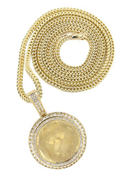 14K Yellow Gold Diamond Round Picture Pendant Necklace | 4.25 Carats | Appx. 21 Grams