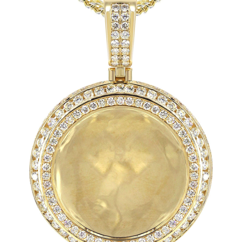 14K Yellow Gold Diamond Round Picture Pendant Necklace | 4.25 Carats | Appx. 21 Grams