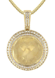 14K Yellow Gold Diamond Round Picture Pendant Necklace | 4.25 Carats | Appx. 21 Grams