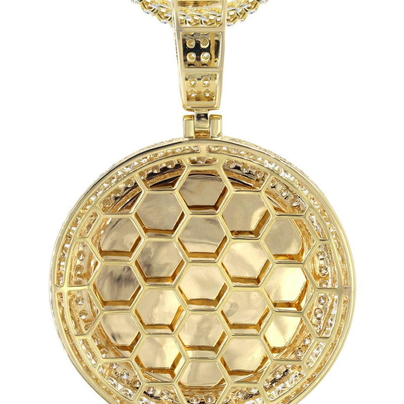 14K Yellow Gold Diamond Round Picture Pendant Necklace | 4.25 Carats | Appx. 21 Grams