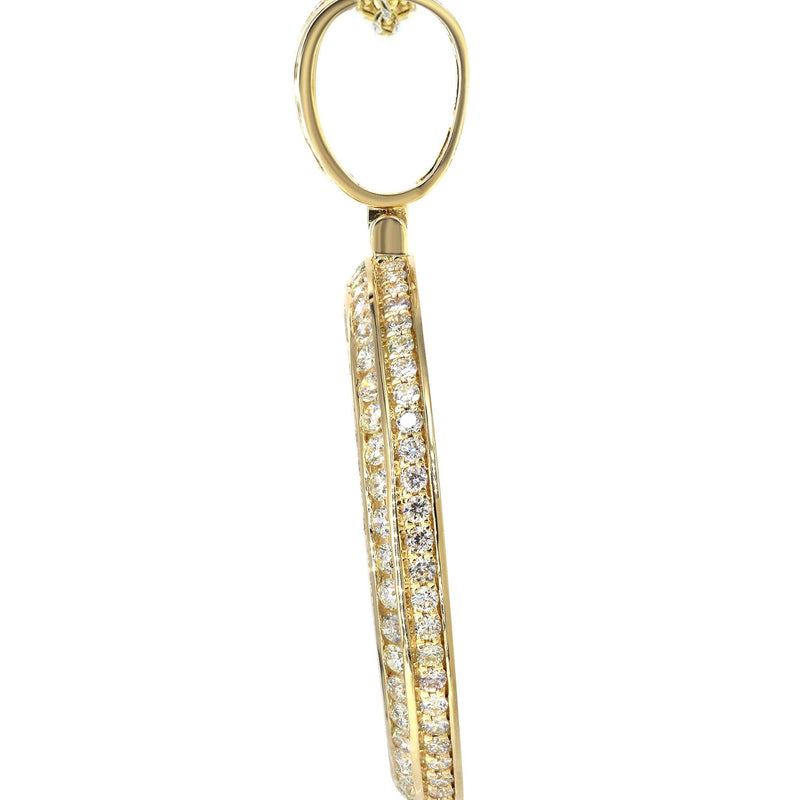 14K Yellow Gold Diamond Round Picture Pendant Necklace | 4.25 Carats | Appx. 21 Grams