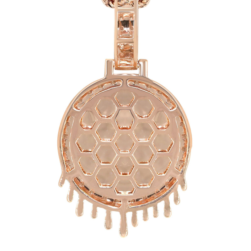 14K Rose Gold Diamond Round Drip Picture Pendant Necklace | 1.4 Carats | Appx. 16 Grams