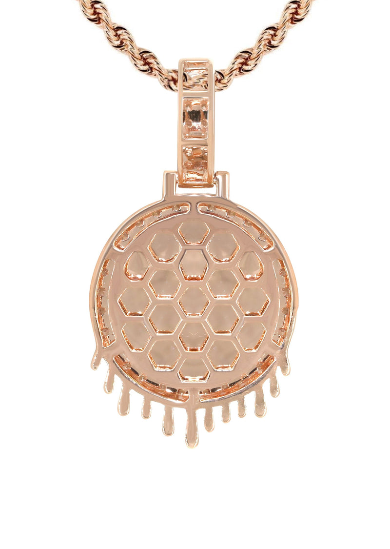 14K Rose Gold Diamond Round Drip Picture Pendant Necklace | 1.4 Carats | Appx. 16 Grams