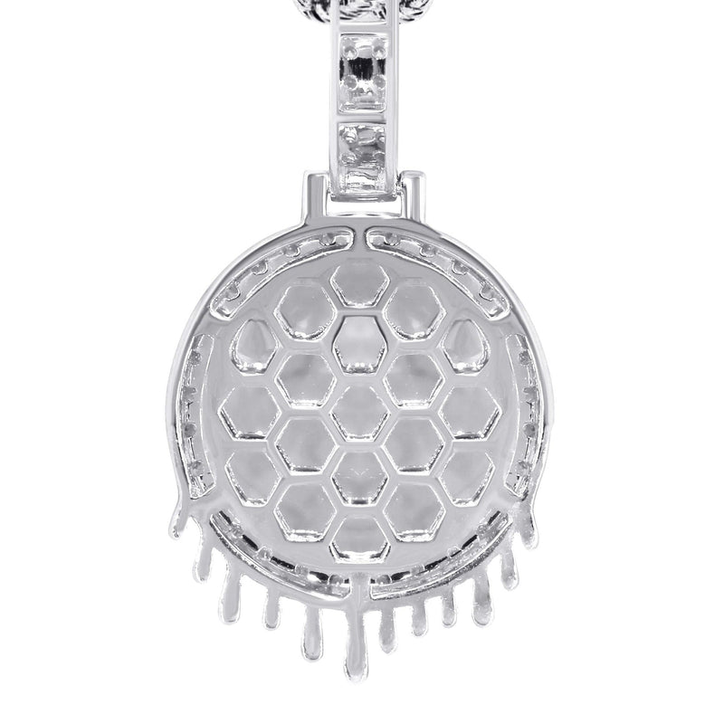 14K White Gold Diamond Round Drip Picture Pendant Necklace | 1.4 Carats | Appx. 16 Grams