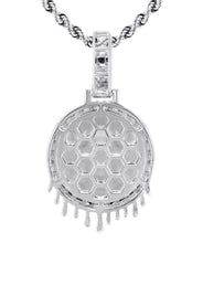 14K White Gold Diamond Round Drip Picture Pendant Necklace | 1.4 Carats | Appx. 16 Grams