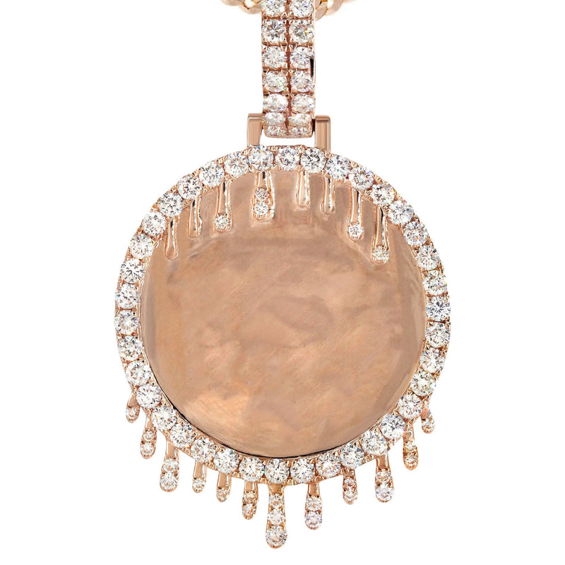 14K Rose Gold Diamond Round Drip Picture Pendant Necklace | 2.5 Carats | Appx. 21.4 Grams