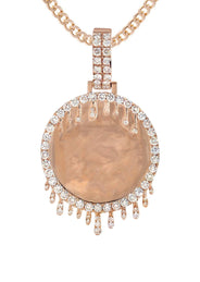 14K Rose Gold Diamond Round Drip Picture Pendant Necklace | 2.5 Carats | Appx. 21.4 Grams