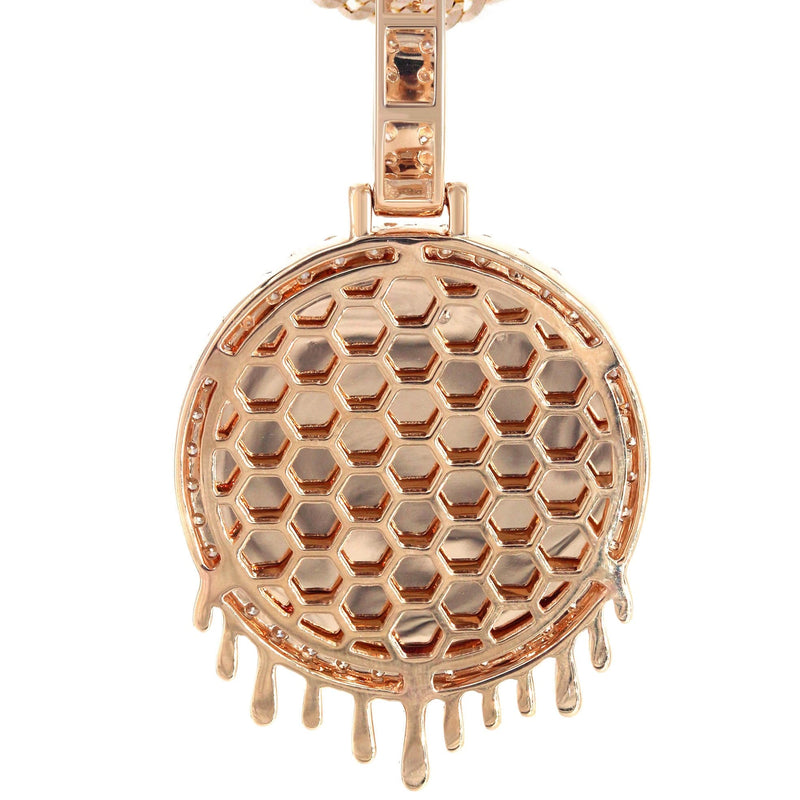14K Rose Gold Diamond Round Drip Picture Pendant Necklace | 2.5 Carats | Appx. 21.4 Grams
