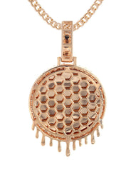 14K Rose Gold Diamond Round Drip Picture Pendant Necklace | 2.5 Carats | Appx. 21.4 Grams