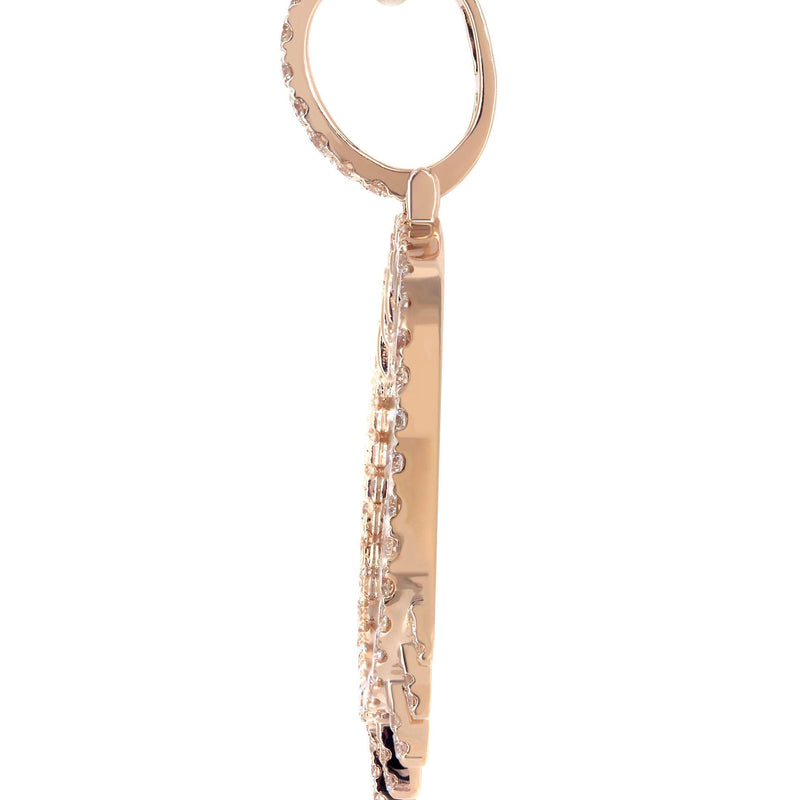 14K Rose Gold Diamond Round Drip Picture Pendant Necklace | 2.5 Carats | Appx. 21.4 Grams