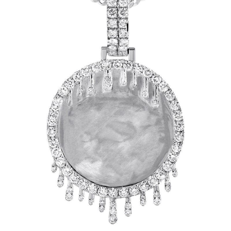 14K White Gold Diamond Round Drip Picture Pendant Necklace | 2.5 Carats | Appx. 21.9 Grams