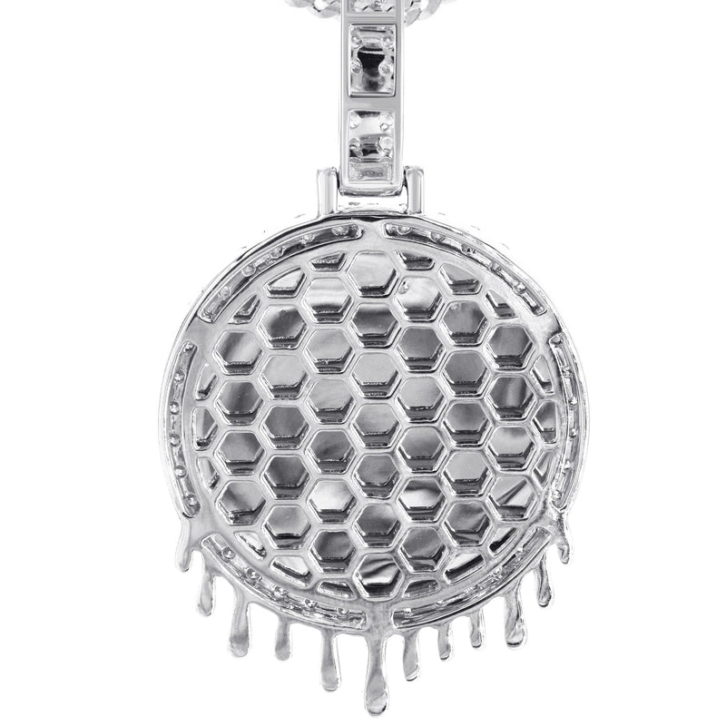 14K White Gold Diamond Round Drip Picture Pendant Necklace | 2.5 Carats | Appx. 21.9 Grams