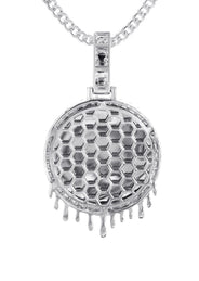 14K White Gold Diamond Round Drip Picture Pendant Necklace | 2.5 Carats | Appx. 21.9 Grams