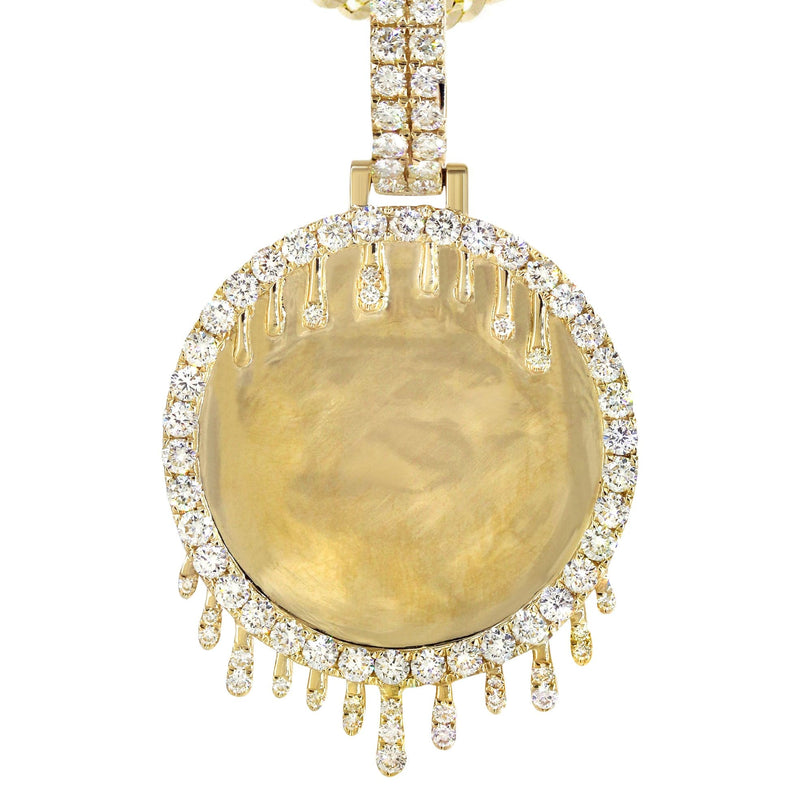 14K Yellow Gold Diamond Round Drip Picture Pendant Necklace | 2.5 Carats | Appx. 21.9 Grams