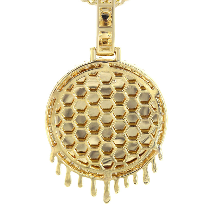 14K Yellow Gold Diamond Round Drip Picture Pendant Necklace | 2.5 Carats | Appx. 21.9 Grams