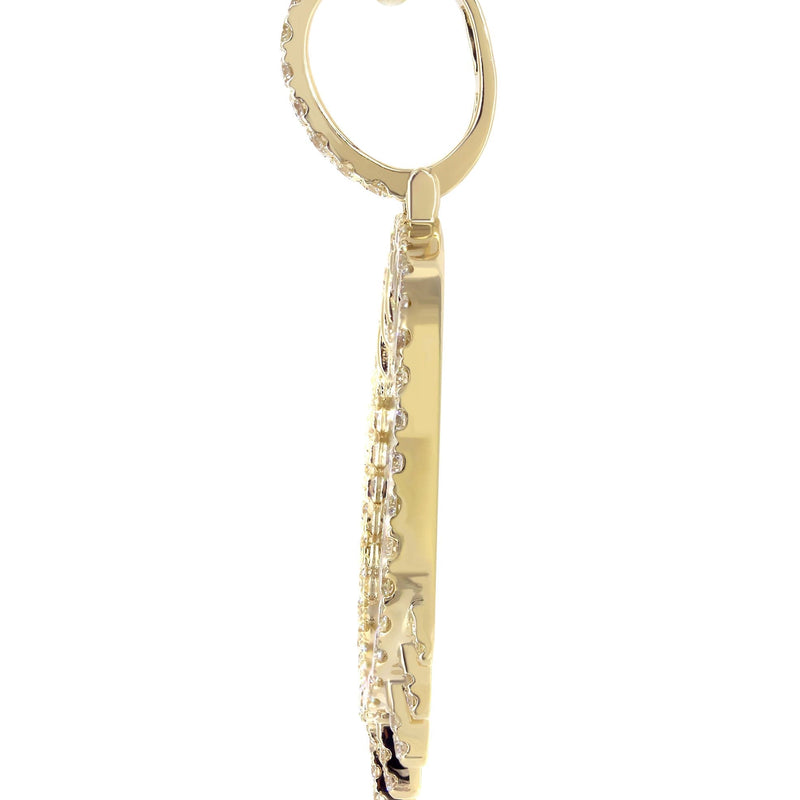 14K Yellow Gold Diamond Round Drip Picture Pendant Necklace | 2.5 Carats | Appx. 21.9 Grams