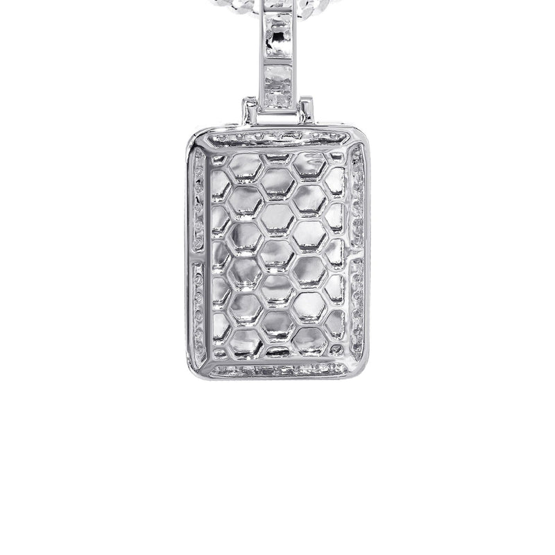 14K White Gold Diamond Dog Tag Picture Pendant Necklace | 1.35 Carats | Appx. 16 Grams