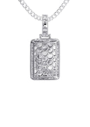 14K White Gold Diamond Dog Tag Picture Pendant Necklace | 1.35 Carats | Appx. 16 Grams