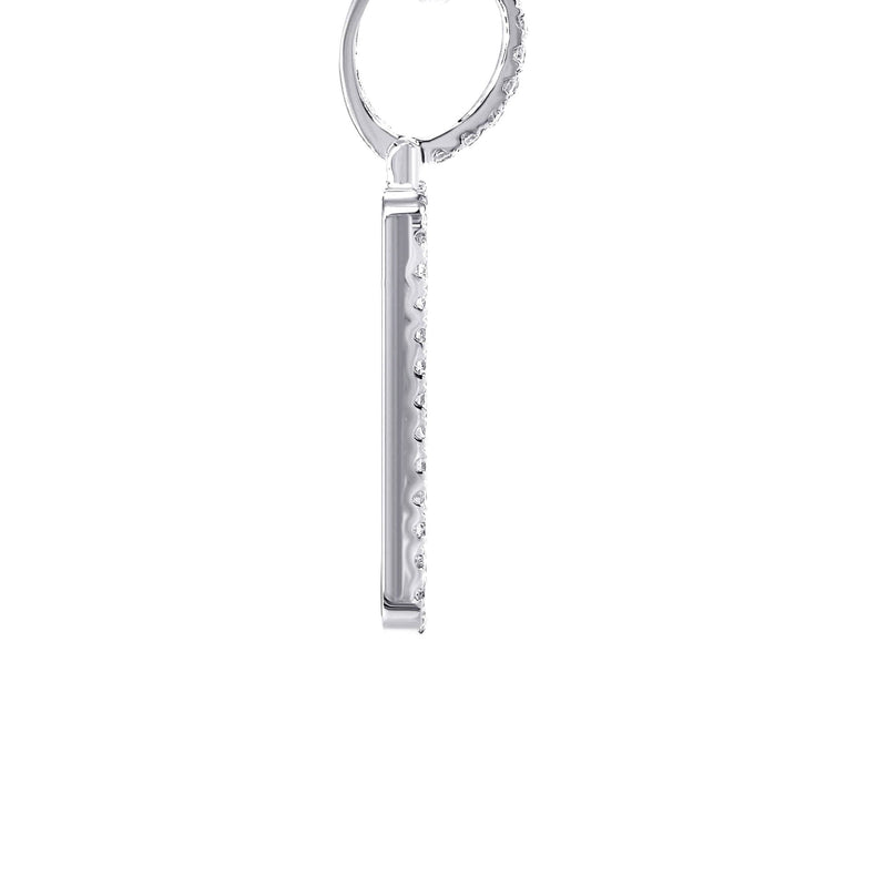 14K White Gold Diamond Dog Tag Picture Pendant Necklace | 1.35 Carats | Appx. 16 Grams