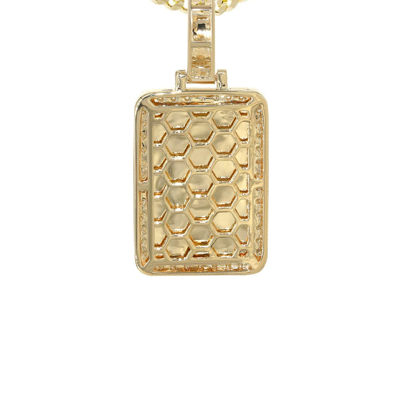 14K Yellow Gold Diamond Dog Tag Picture Pendant Necklace | 1.35 Carats | Appx. 15.8 Grams