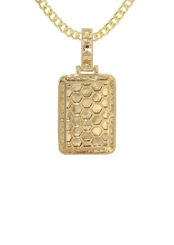 14K Yellow Gold Diamond Dog Tag Picture Pendant Necklace | 1.35 Carats | Appx. 15.8 Grams