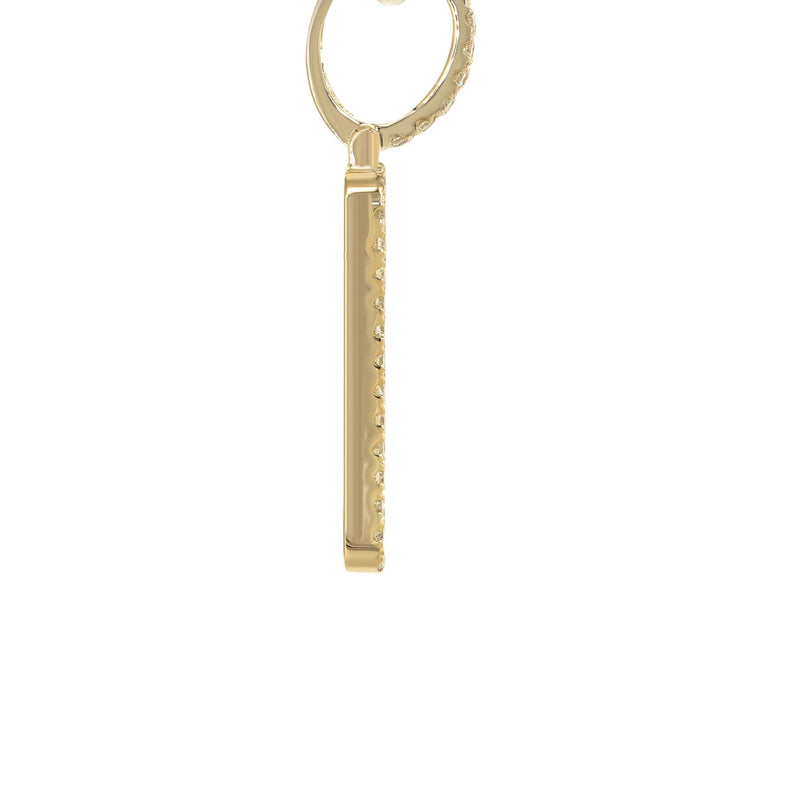 14K Yellow Gold Diamond Dog Tag Picture Pendant Necklace | 1.35 Carats | Appx. 15.8 Grams