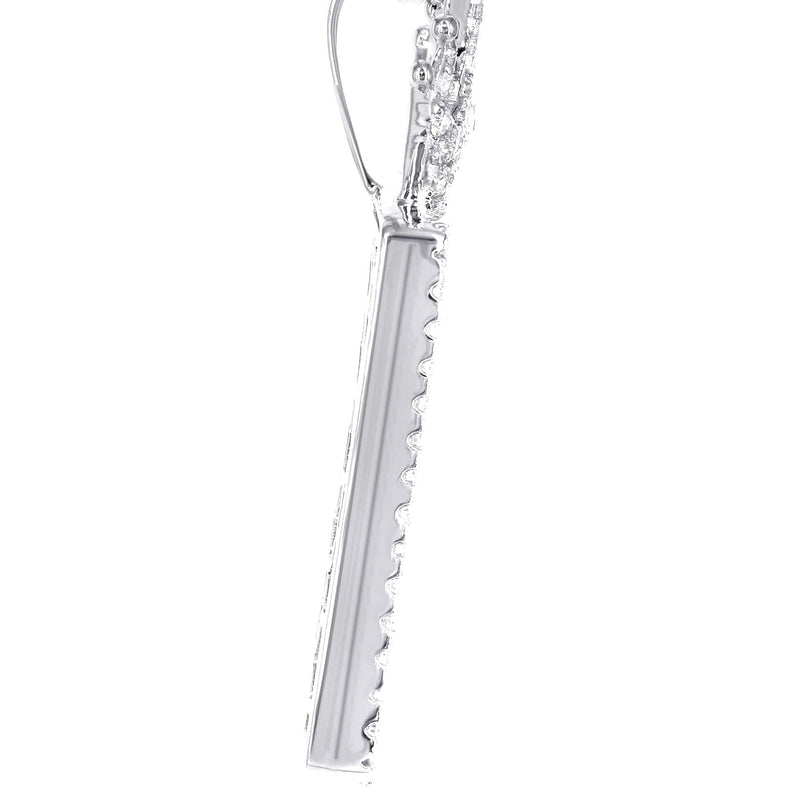14K White Gold Diamond Crown Dog Tag Picture Pendant Necklace | 1.4 Carats | Appx. 17.2 Grams