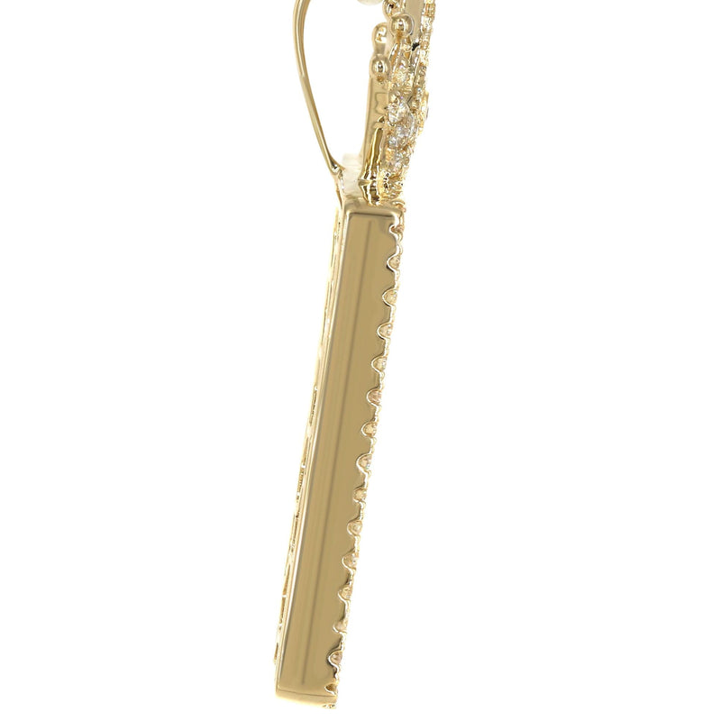 14K Yellow Gold Diamond Crown Dog Tag Picture Pendant Necklace | 1.4 Carats | Appx. 18 Grams