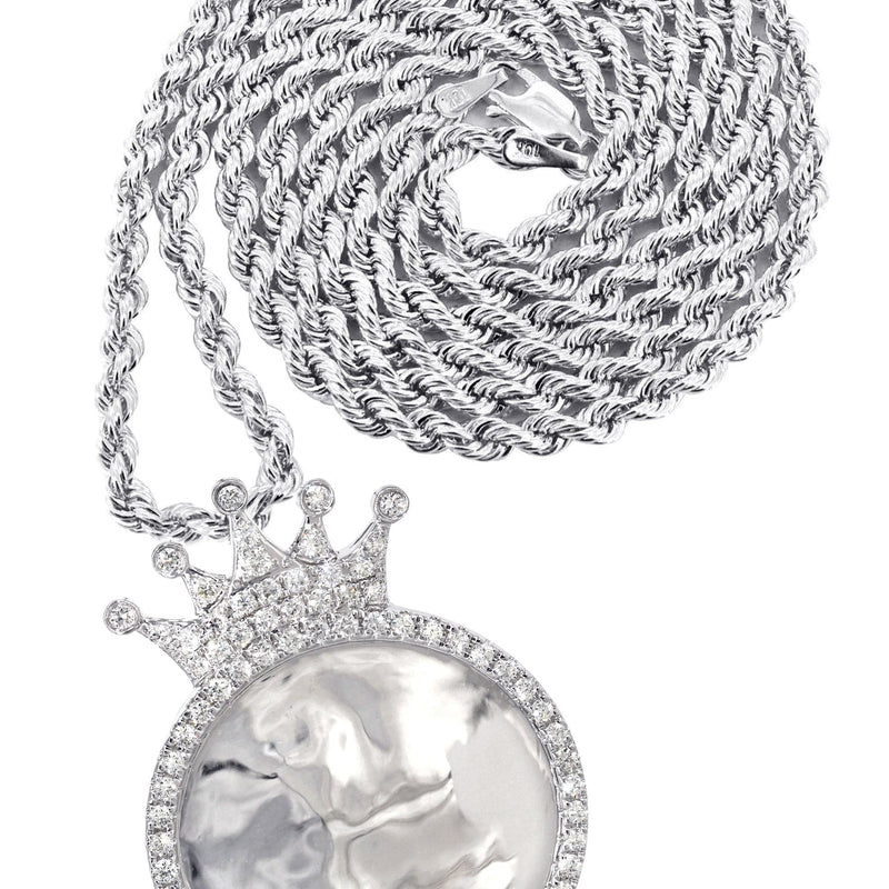 14K White Gold Diamond Round Picture Pendant Necklace | 3.11 Carats | Appx. 20.6 Grams
