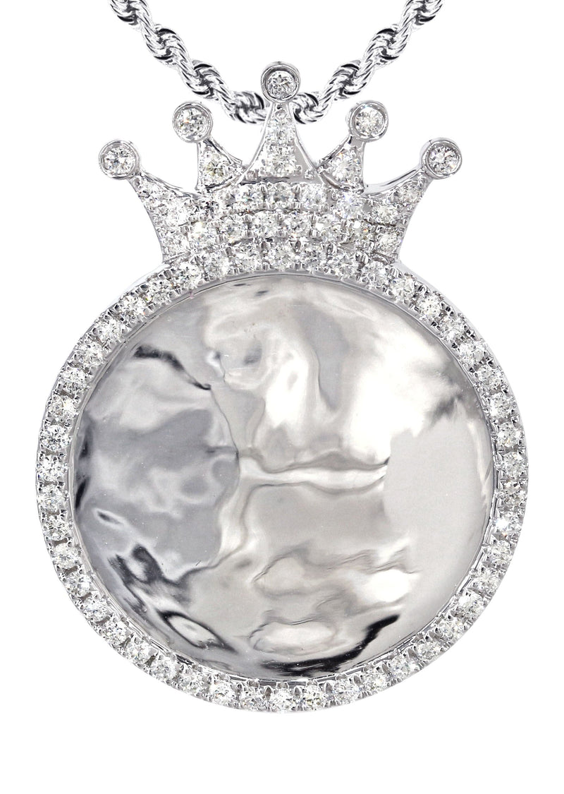 14K White Gold Diamond Round Picture Pendant Necklace | 3.11 Carats | Appx. 20.6 Grams