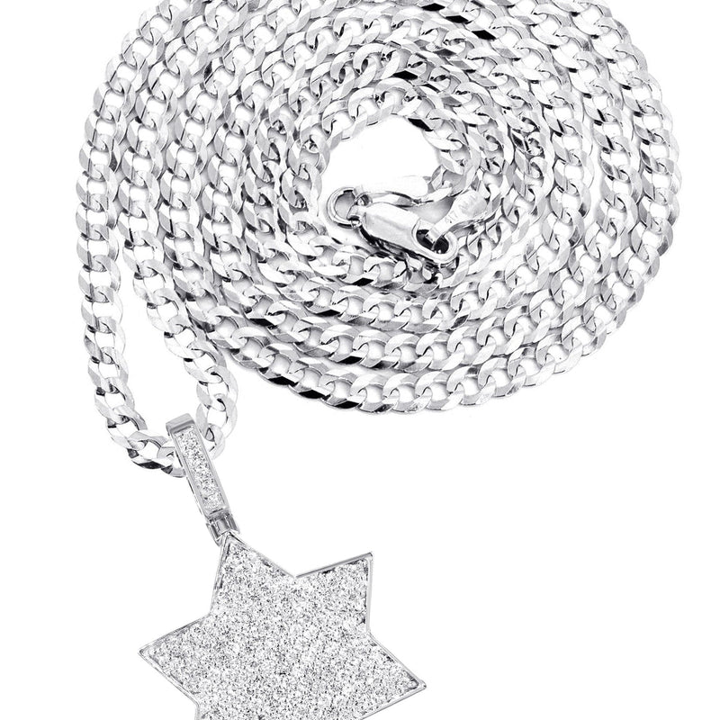 14K White Gold Diamond Star of David Necklace | 1.58 Carats