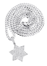 14K White Gold Diamond Star of David Necklace | 1.58 Carats