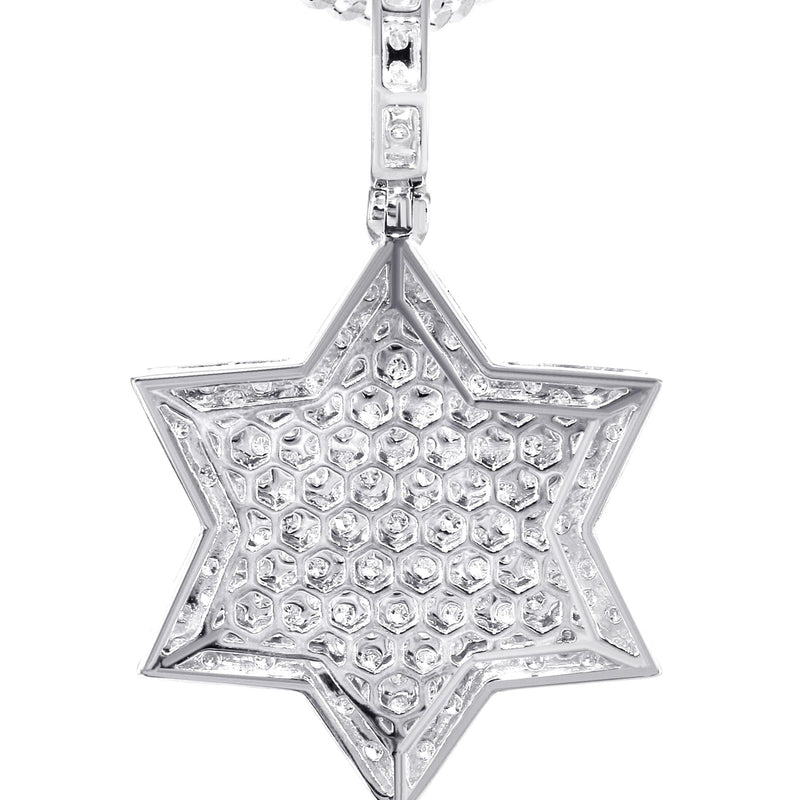 14K White Gold Diamond Star of David Necklace | 1.58 Carats