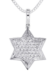 14K White Gold Diamond Star of David Necklace | 1.58 Carats
