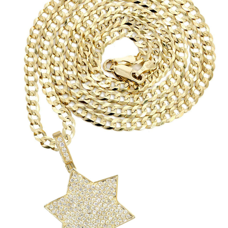 14K Yellow Gold Diamond Star of David Necklace | 1.58 Carats