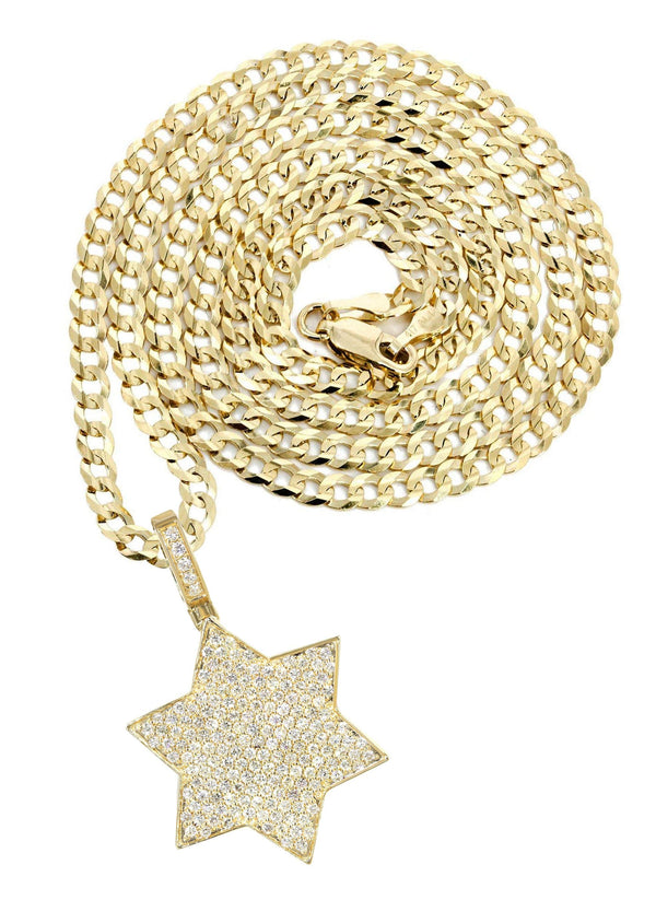 14K Yellow Gold Diamond Star of David Necklace | 1.58 Carats