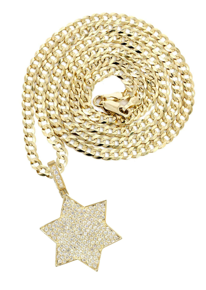 14K Yellow Gold Diamond Star of David Necklace | 1.58 Carats