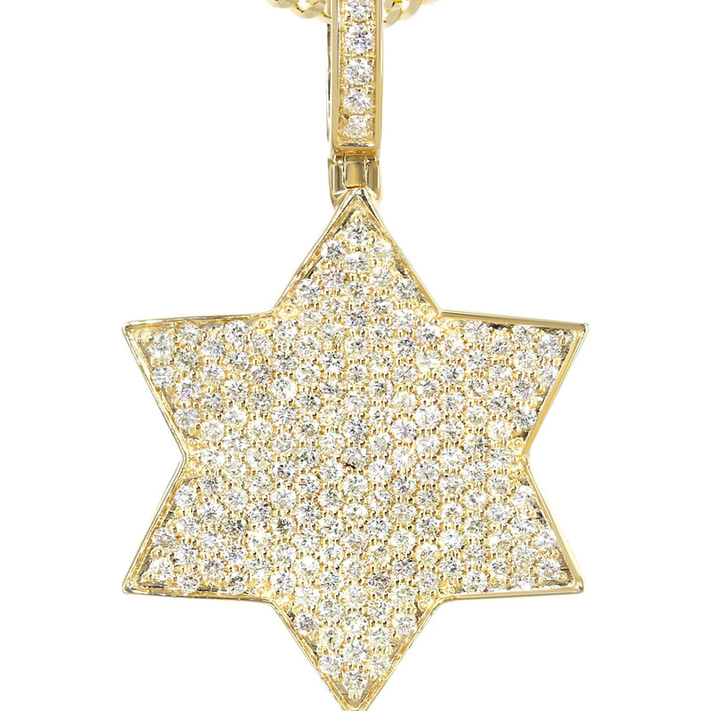 14K Yellow Gold Diamond Star of David Necklace | 1.58 Carats
