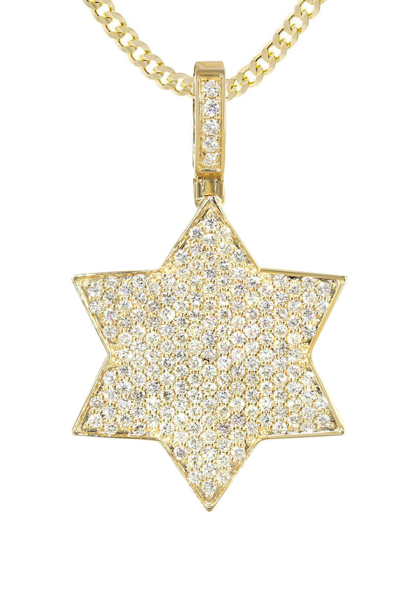 14K Yellow Gold Diamond Star of David Necklace | 1.58 Carats