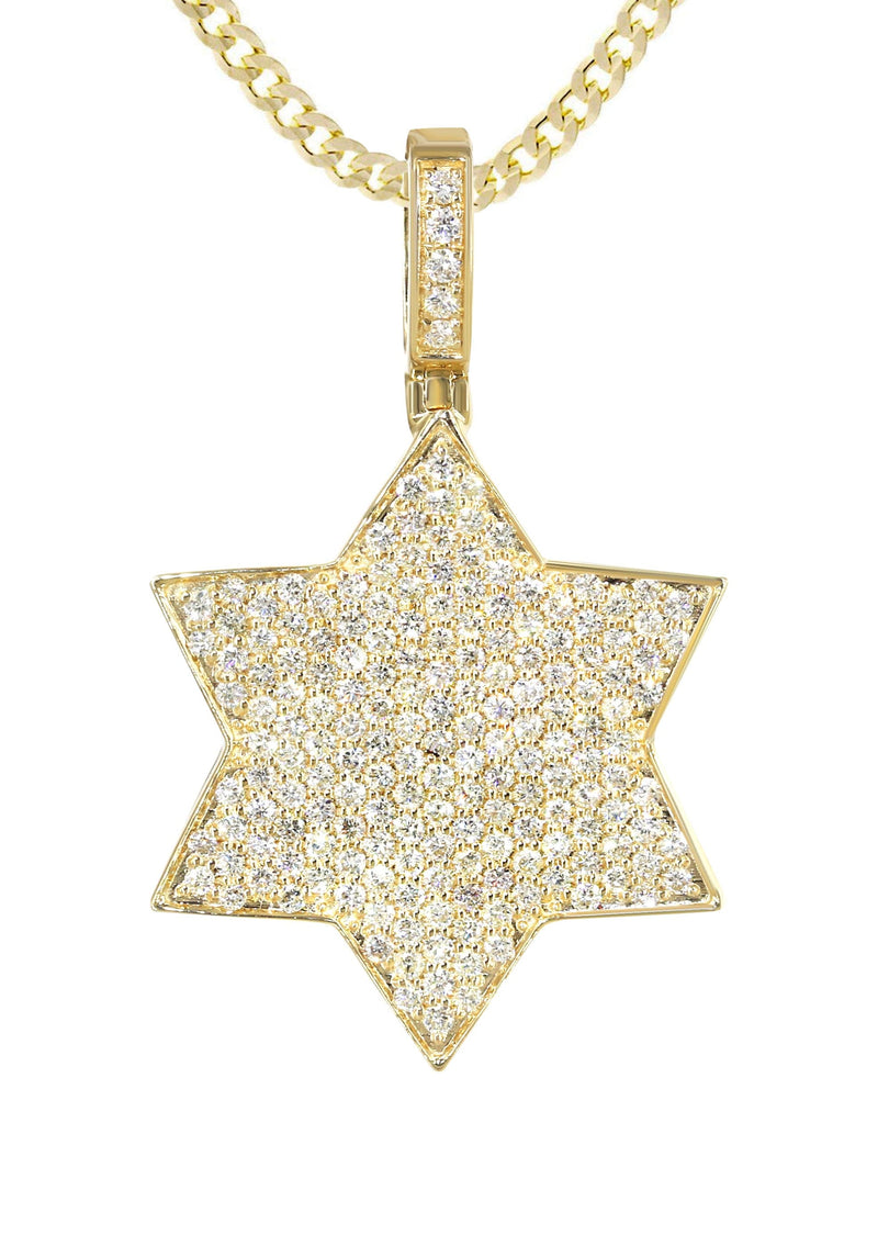 14K Yellow Gold Diamond Star of David Necklace | 1.58 Carats