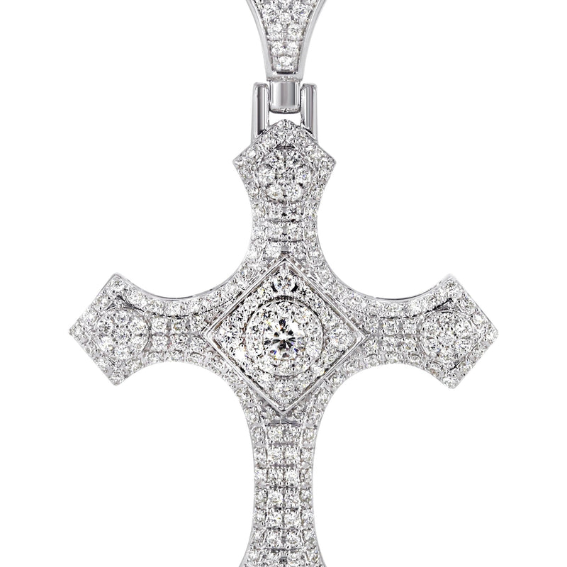 14K White Gold Diamond Cross Necklace | 1.46 Carats