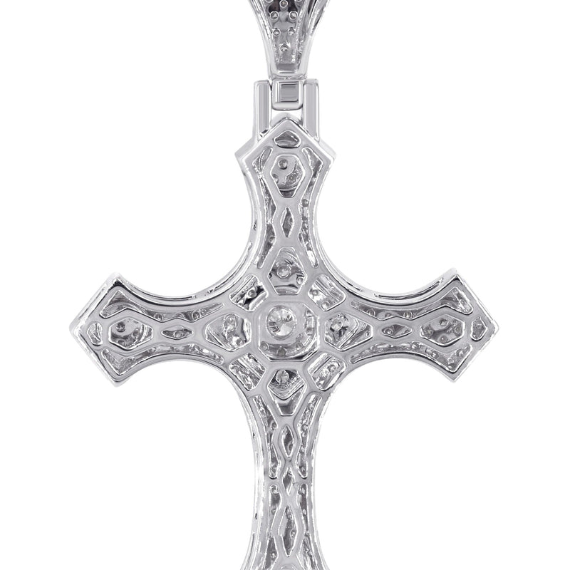 14K White Gold Diamond Cross Necklace | 1.46 Carats