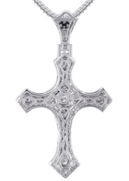 14K White Gold Diamond Cross Necklace | 1.46 Carats