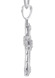 14K White Gold Diamond Cross Necklace | 1.46 Carats