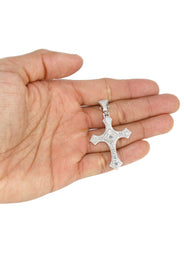 14K White Gold Diamond Cross Necklace | 1.46 Carats