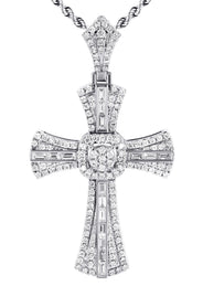 14K White Gold Diamond Cross Necklace | 2.46 Carats