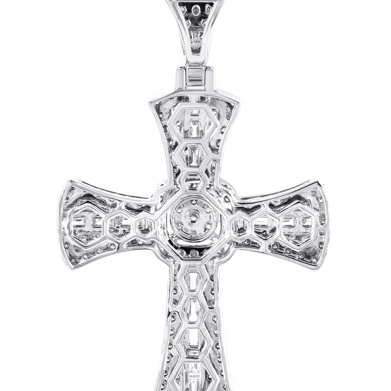 14K White Gold Diamond Cross Necklace | 2.46 Carats