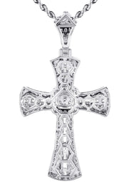 14K White Gold Diamond Cross Necklace | 2.46 Carats