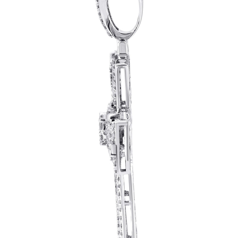 14K White Gold Diamond Cross Necklace | 2.46 Carats