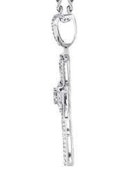 14K White Gold Diamond Cross Necklace | 2.46 Carats